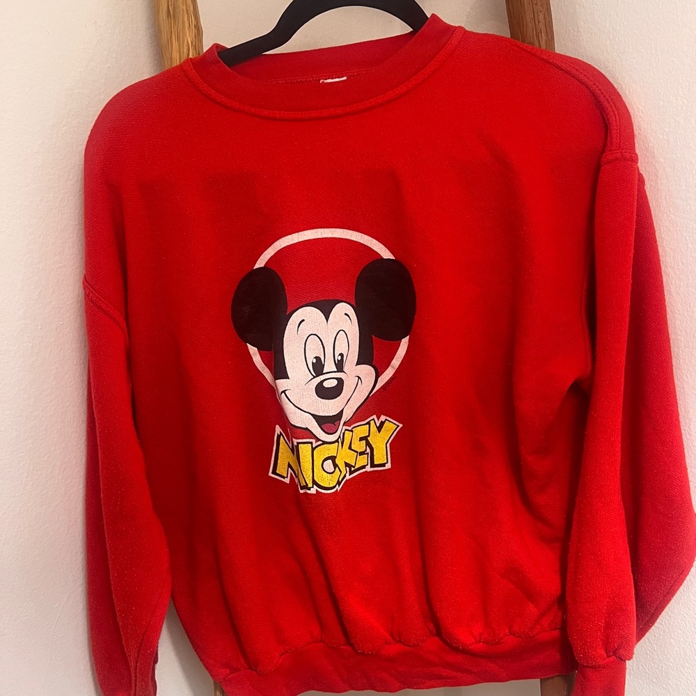 Disney Red Mickey Mouse Crew Neck Sweater